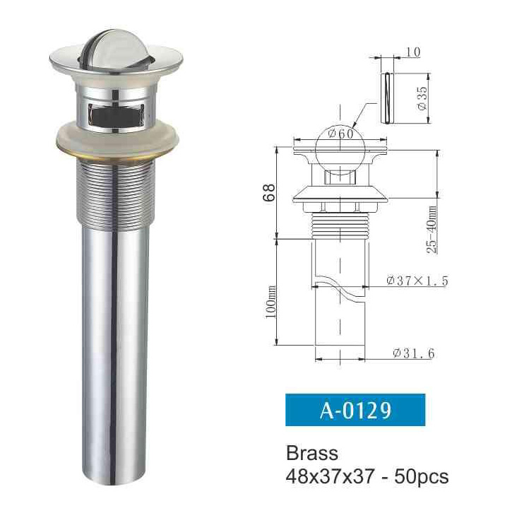 Basin drain with pipe A-0129